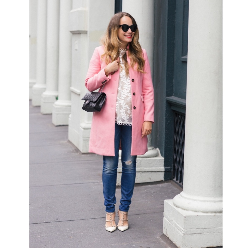 J. Crew Pink Regent Topcoat Double Serge Wool - SZ 0P